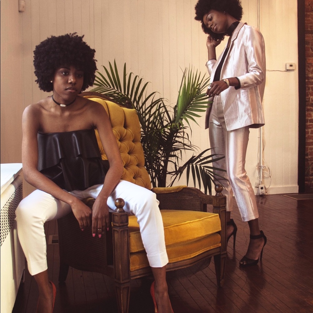 Pink metallic blazer as seen in photo